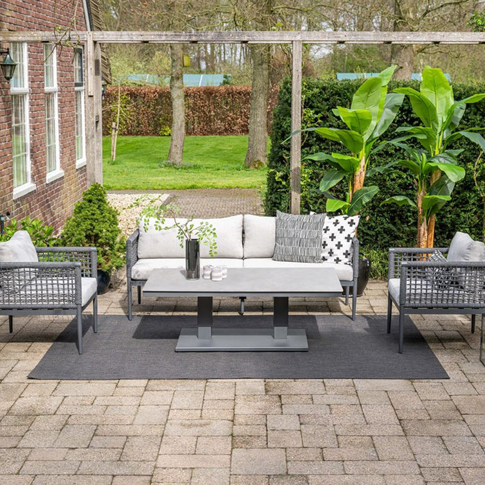 Teramon loungeset - 3-dlg. - c. black - rope dark grey - valley sand