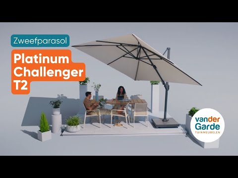 Platinum Challenger parasol T2 Premium - 2,6 x 3,5 m. - Havana Taupe