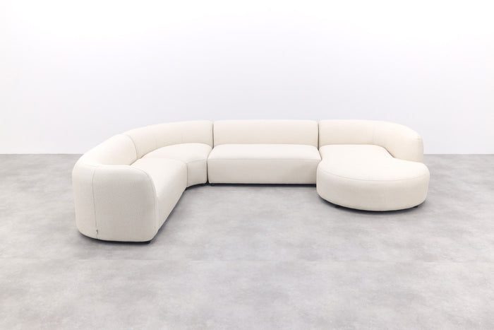 Madeira ronde u-vorm hoekbank + chaise longue links - Naturel Sunbrella