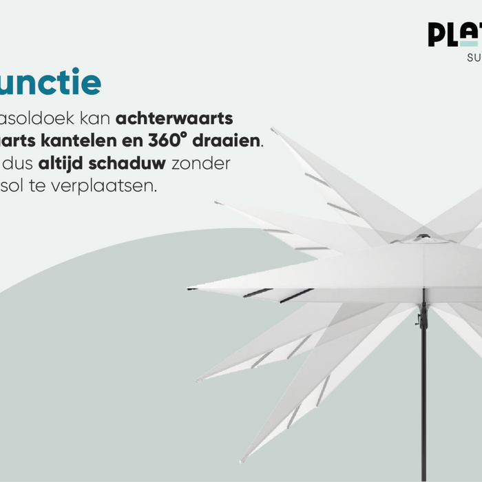 Platinum Challenger parasol T2 Premium - 2,6 x 3,5 m. - Havana Taupe