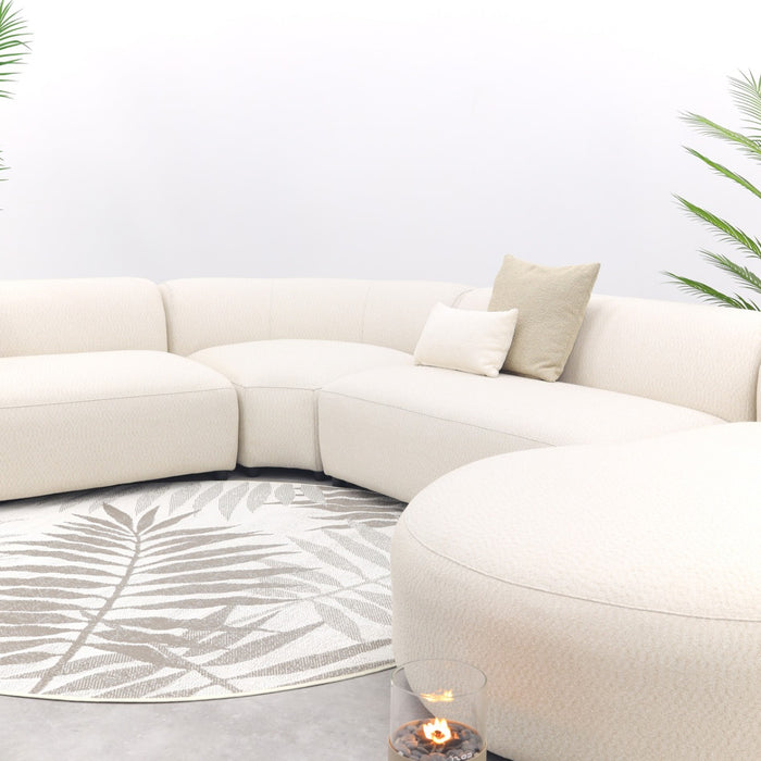 Madeira ronde u-vorm hoekbank + chaise longue links - Naturel Sunbrella