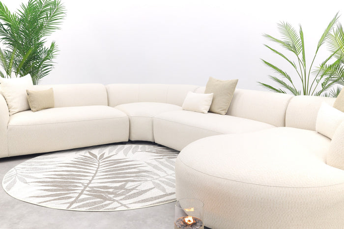 Madeira ronde u-vorm hoekbank + chaise longue links - Naturel Sunbrella