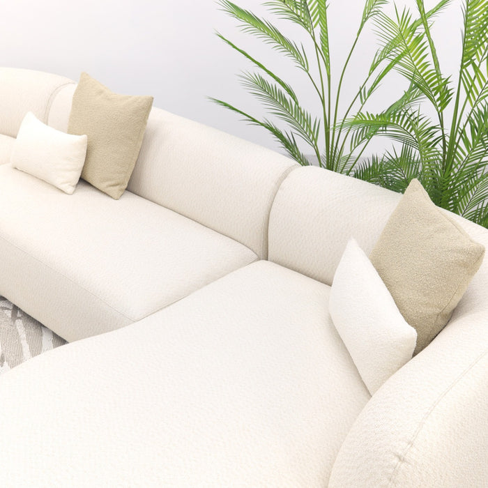 Madeira ronde u-vorm hoekbank + chaise longue links - Naturel Sunbrella