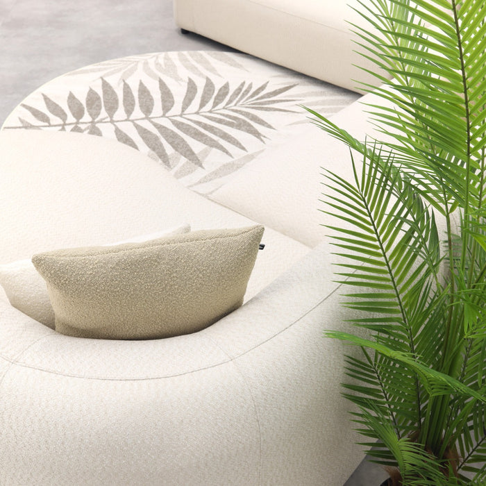 Madeira ronde u-vorm hoekbank + chaise longue links - Naturel Sunbrella