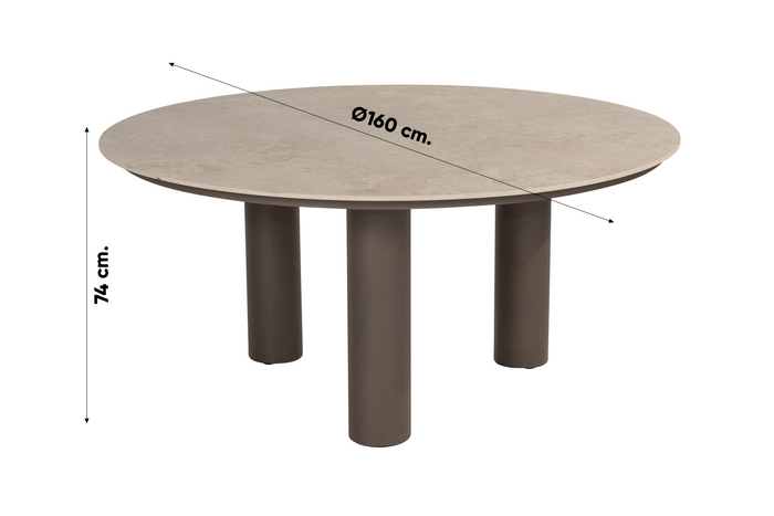 4 Seasons Arizona ronde tuintafel Ø160 cm. - zand|terre