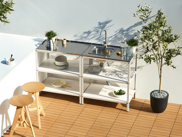 Beliani - VILAMA - Tuin kookeiland set - Wit - 2-delig - RVS