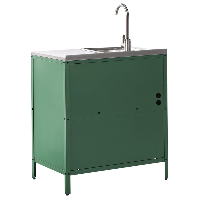 Beliani-VILAMA-Tuin kookeiland met keukenkast 2-delig-Groen-RVS