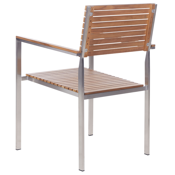 Beliani-VIAREGGIO II-Tuinstoel set van 6-Lichte houtkleur-Teakhout