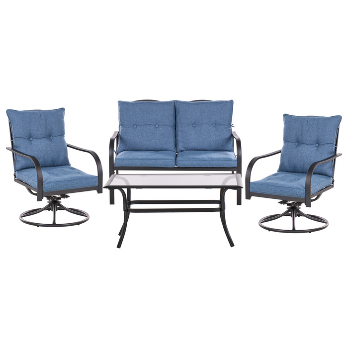 Beliani - MESTRINO - Loungeset 4-zits - Blauw - Staal
