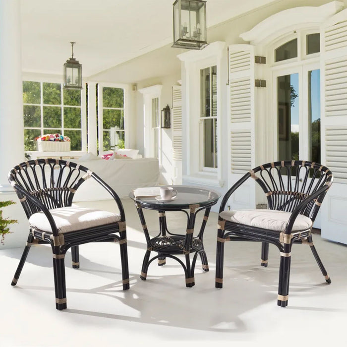 Beliani - PECORINI - Bistro set - Zwart - Rotan