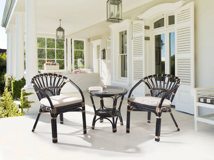 Beliani - PECORINI - Bistro set - Zwart - Rotan