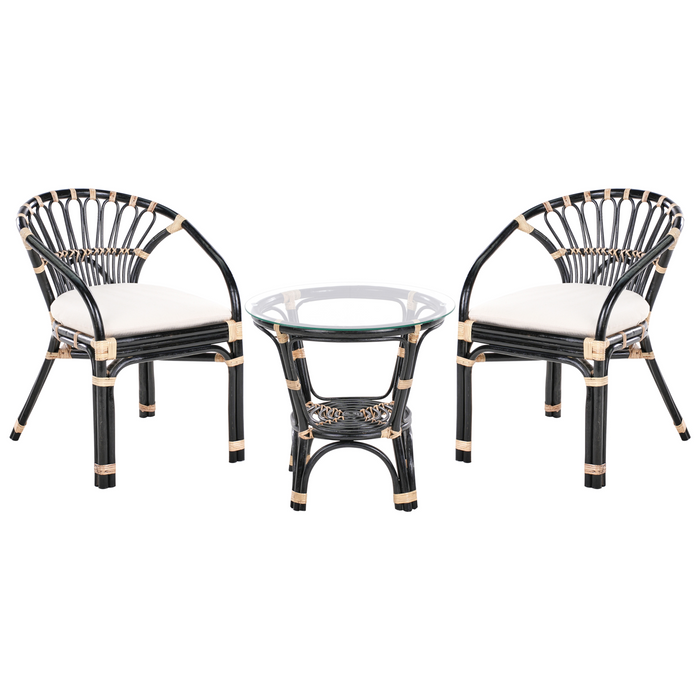 Beliani - PECORINI - Bistro set - Zwart - Rotan