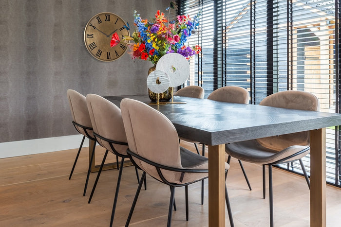 Richmond Interiors Blackbone 220 cm Eettafel Geborsteld Goud