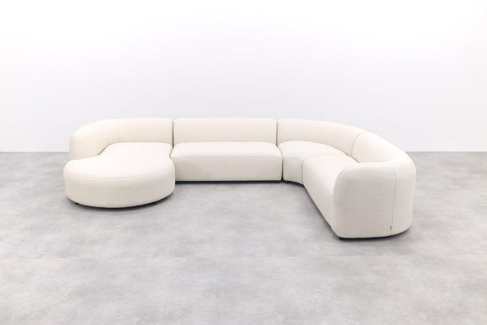 Madeira ronde u-vorm hoekbank + chaise longue rechts - Naturel Sunbrella