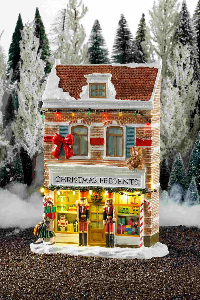 Luville Kerstdorp Kerstcadeautjes Winkel - 19x9x26.5 cm - Polyresin - Multi