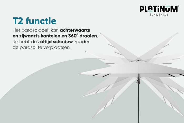 Platinum Challenger T2 zweefparasol premium - 3,5x2,6 m. - Champagne teak