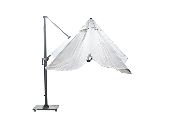 Hawaii Big Pole telescoop parasol - 350x350cm -carbon black-royal zand