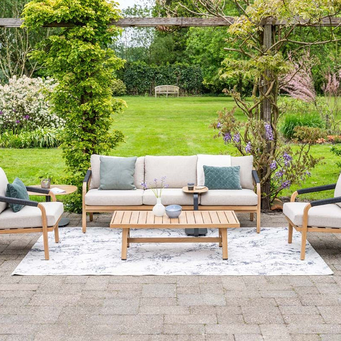 Monti loungeset - 4-dlg - light teaklook - rope lava zwart - gobi sand