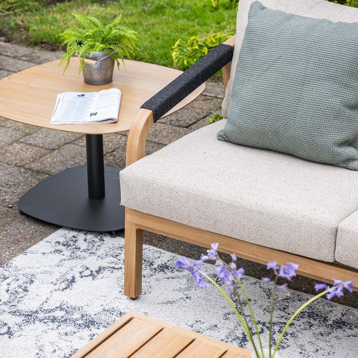 Monti loungeset - 4-dlg - light teaklook - rope lava zwart - gobi sand