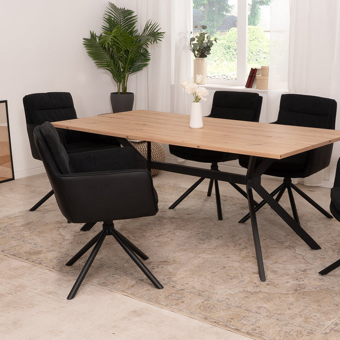 Calicosy - Eetkamerstoelen LOGAN - Zwarte Stof - Set van 2