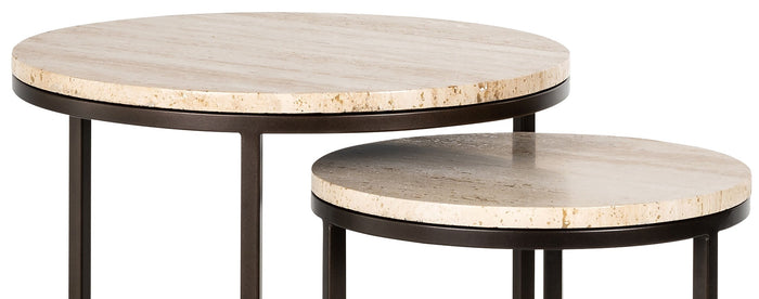 Richmond Interiors Avalon Travertijn Bijzettafel Set Rond