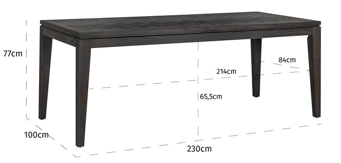 Richmond Interiors Blackbone Eettafel 230 cm Zwart Rustiek