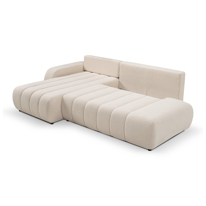 by fonQ Bree Hoekbank Links met Slaapfunctie - Bouclé - Crème