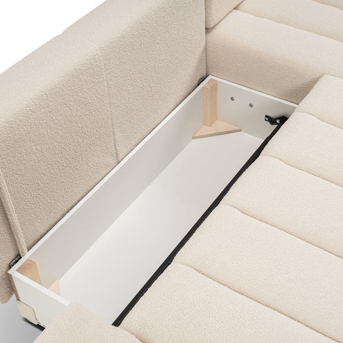 by fonQ Bree Hoekbank Rechts met Slaapfunctie - Bouclé - Crème