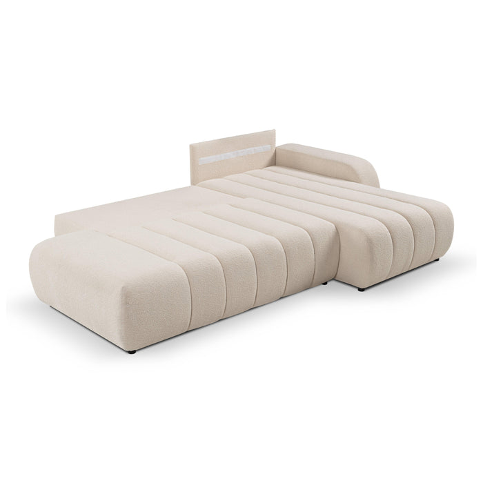 by fonQ Bree Hoekbank Rechts met Slaapfunctie - Bouclé - Crème