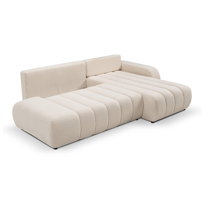 by fonQ Bree Hoekbank Rechts met Slaapfunctie - Bouclé - Crème