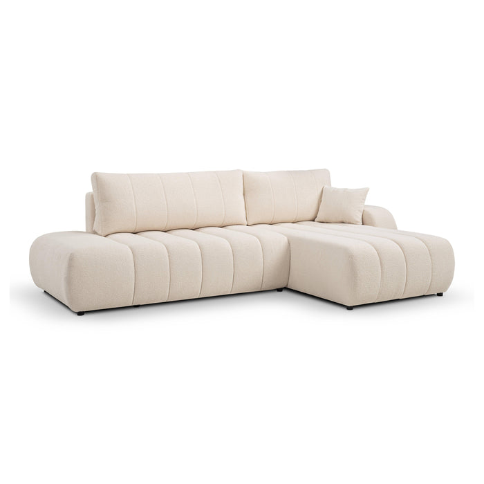 by fonQ Bree Hoekbank Rechts met Slaapfunctie - Bouclé - Crème