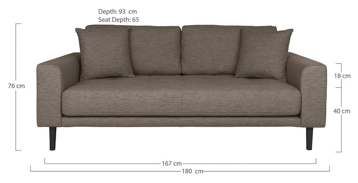 House Nordic - 2,5-Zits Bank - Bruin - 180x93x76cm - Lido