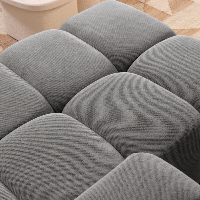 by fonQ Charme U-bank met Slaapfunctie - Weefstof - Grijs