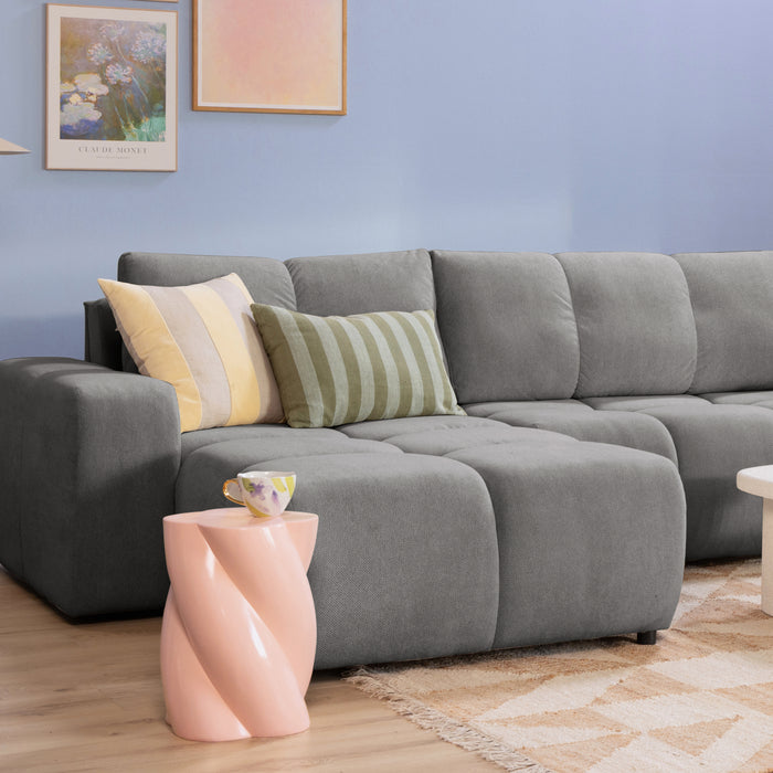 by fonQ Charme U-bank met Slaapfunctie - Weefstof - Grijs