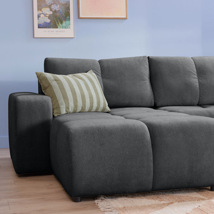 by fonQ Charme U-bank met Slaapfunctie - Weefstof - Antraciet