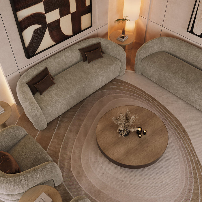 3-zits taupe fluwelen bank met structuur