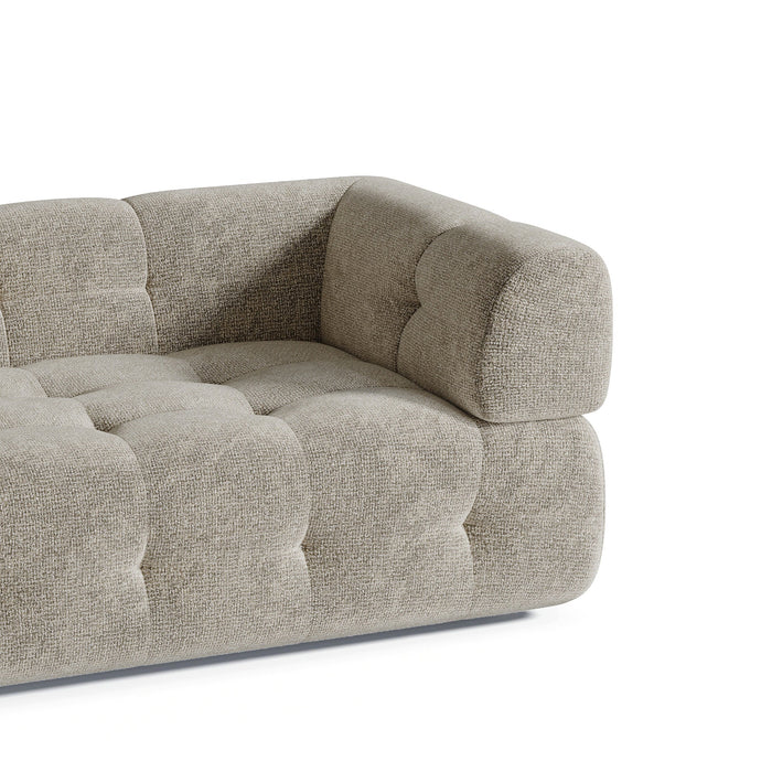 3-zitsbank in taupekleurig chenillefluweel, 230 cm