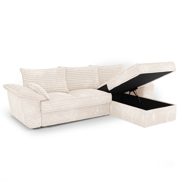 XXL corduroy ombouwbare hoekbank rechts 257cm
