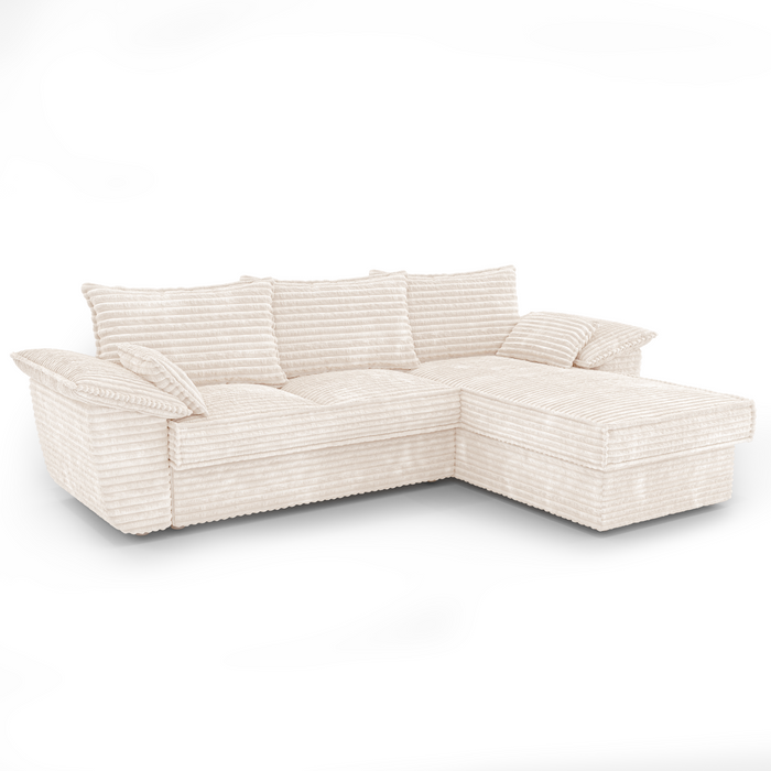 XXL corduroy ombouwbare hoekbank rechts 257cm
