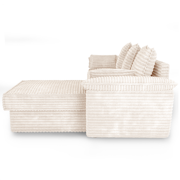 XXL corduroy ombouwbare hoekbank rechts 257cm