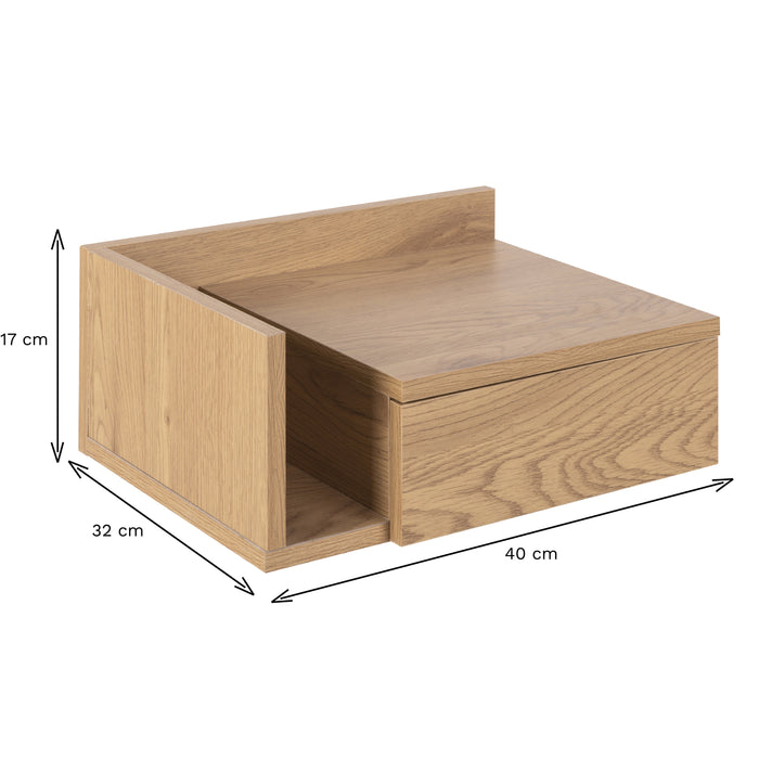 by fonQ basic Zoey Nachtkastje met zijvakje - Eikenbruin