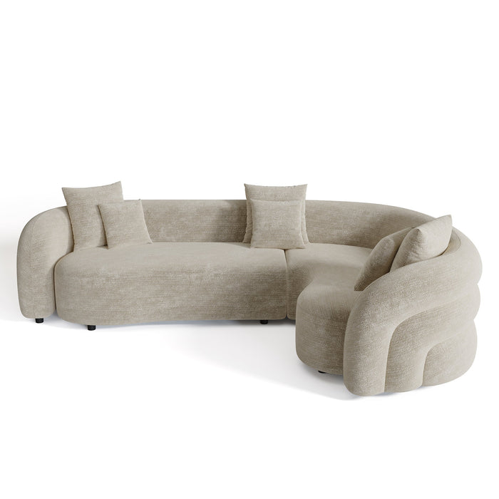 6-zits rechthoekige sofa in taupe structuurfluweel