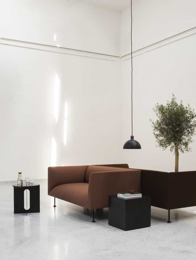 Androgyne bijzettafel Ø40 zwart, Emperador marmer donker