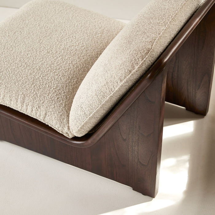 Tikamoon - Folk - Fauteuil in massief mindihout en ecru stof