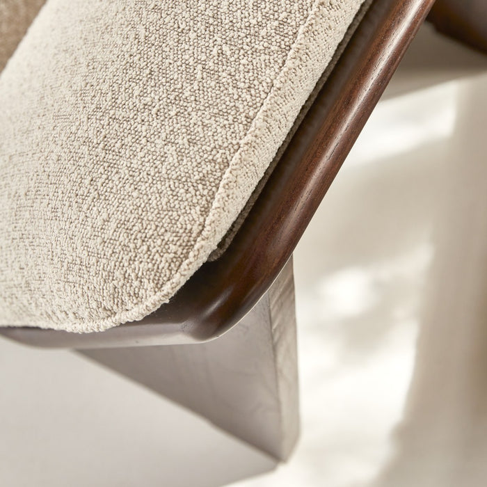 Tikamoon - Folk - Fauteuil in massief mindihout en ecru stof