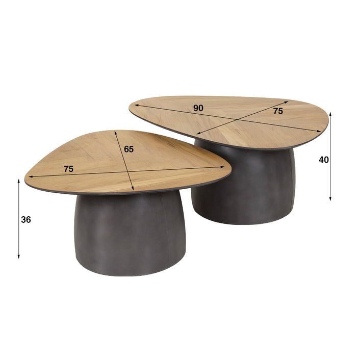 Fraaai Nash salontafel set van 2 infinite - gerecycled teakhout fineer