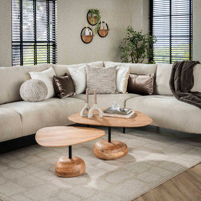 Fraaai Nicholas salontafel set van 2 driehoekig - massief acacia