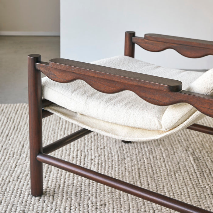 Tikamoon - Fauteuil in massief mindihout en ecru stof Alix, 1-zit