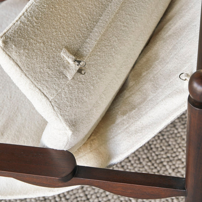 Tikamoon - Fauteuil in massief mindihout en ecru stof Alix, 1-zit