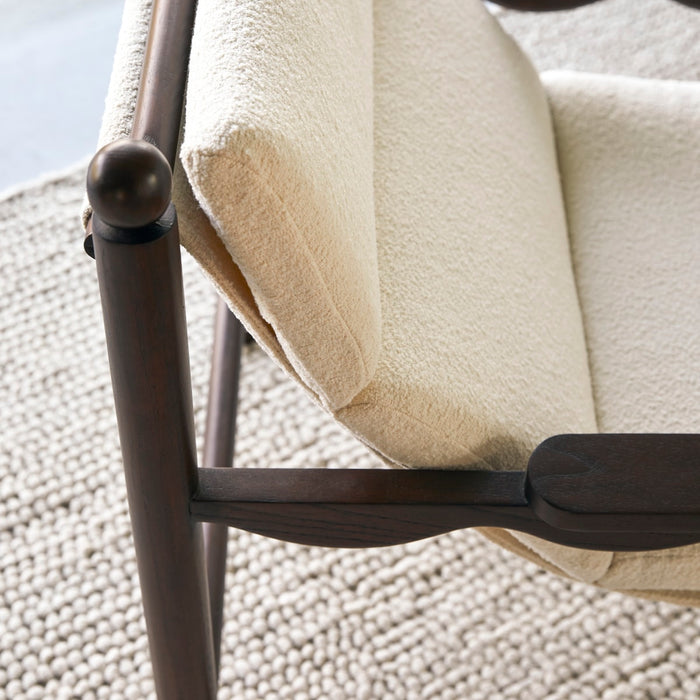 Tikamoon - Fauteuil in massief mindihout en ecru stof Alix, 1-zit